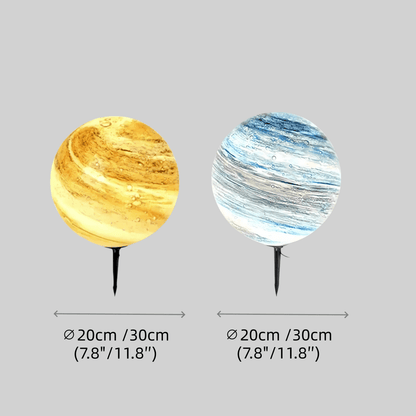 Lunara Nordic Planet Solar Outdoor Ground Lamp Metal in Blue & Yellow for Garden