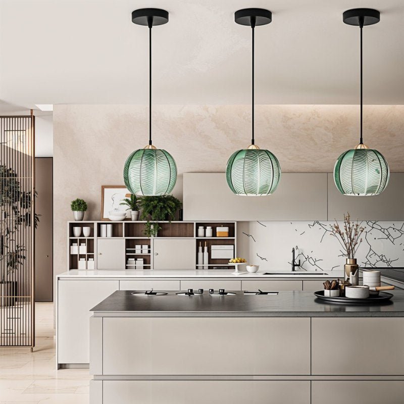 nuvlight Aalin Modernist Frosted Glass Leaf-Pattern Pendant Light