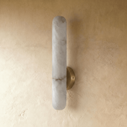 nuvlight Aelis Modernist Alabaster and Copper Vertical Wall Sconce