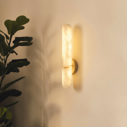 nuvlight Aelis Modernist Alabaster and Copper Vertical Wall Sconce