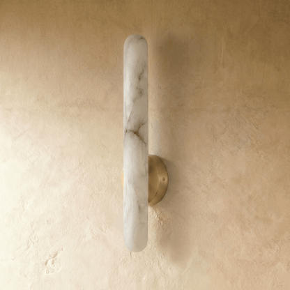 nuvlight Aelis Modernist Alabaster and Copper Vertical Wall Sconce