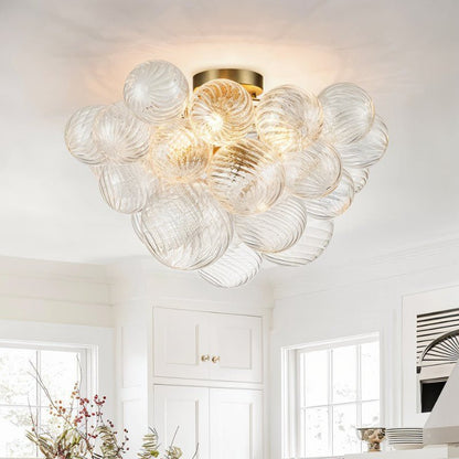nuvlight Blisal Modernist Textured Glass Globe Flush Mount