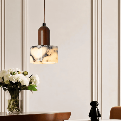 nuvlight Calma Modernist Solid Wood and Translucent Stone Pendant Light