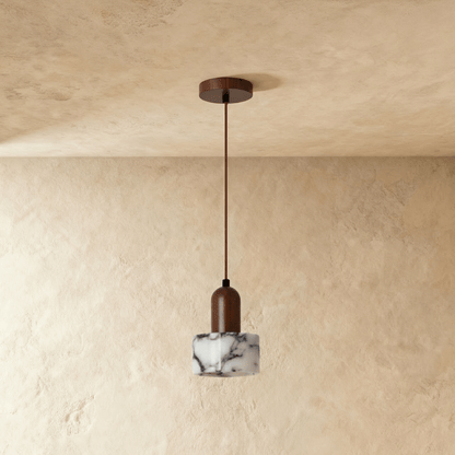 nuvlight Calma Modernist Solid Wood and Translucent Stone Pendant Light