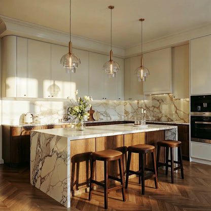 nuvlight Calxi Mid-Century Smoked Glass Dome Pendant Light