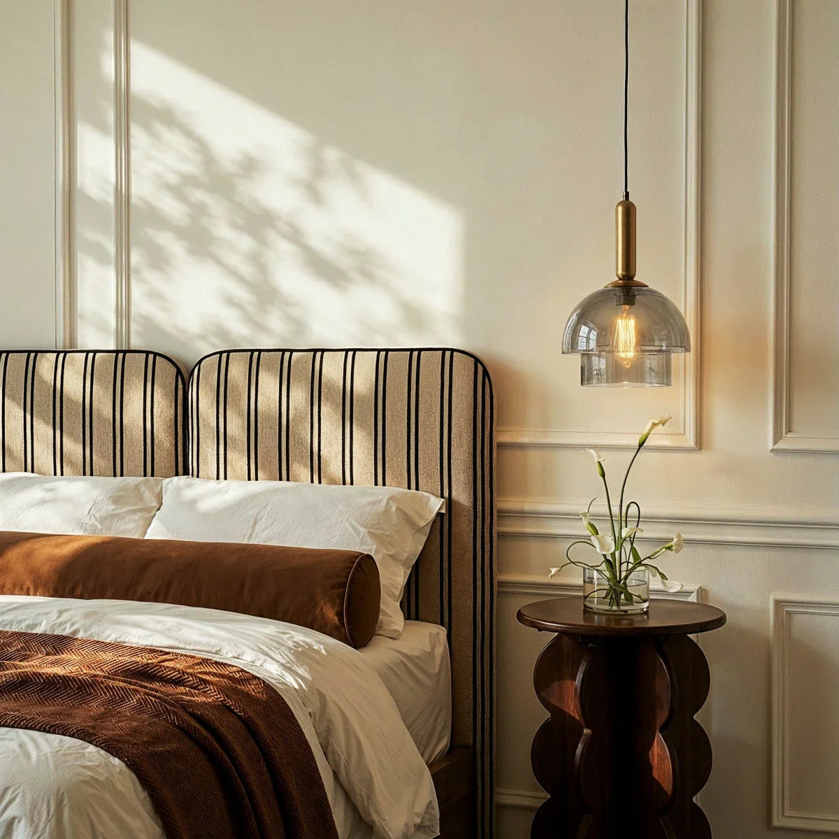 nuvlight Calxi Mid-Century Smoked Glass Dome Pendant Light
