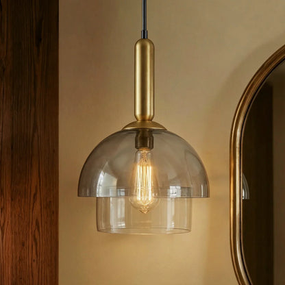 nuvlight Calxi Mid-Century Smoked Glass Dome Pendant Light