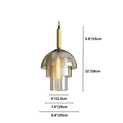 nuvlight Calxi Mid-Century Smoked Glass Dome Pendant Light