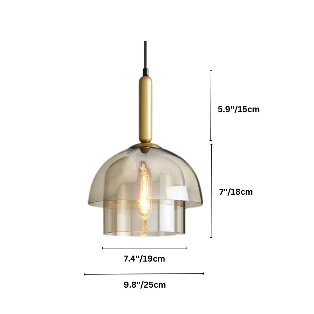 nuvlight Calxi Mid-Century Smoked Glass Dome Pendant Light
