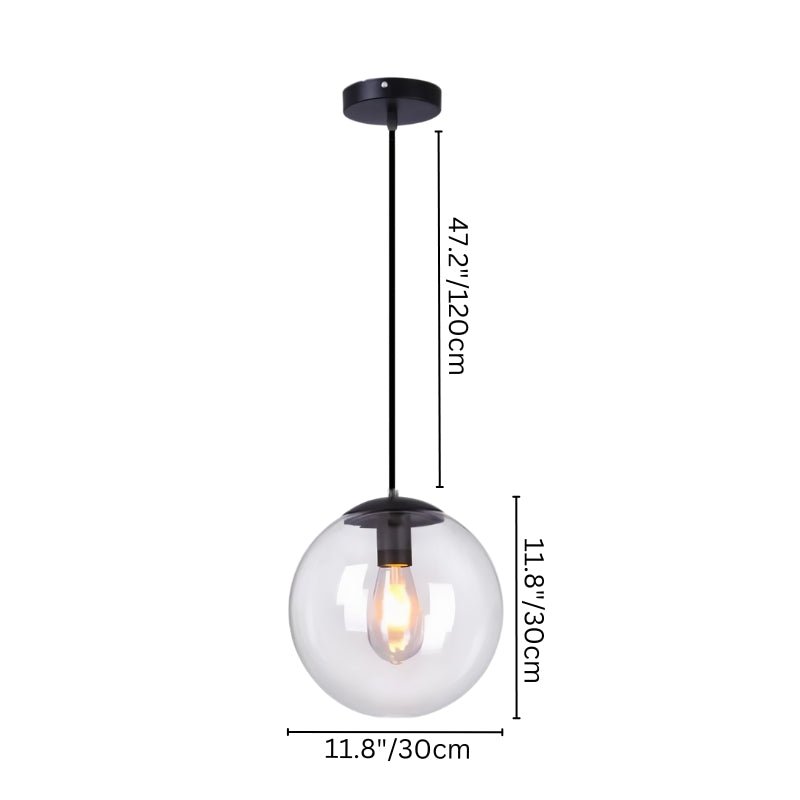 nuvlight Dysira Modernist Hand-Blown Clear Globe Pendant