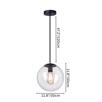 nuvlight Dysira Modernist Hand-Blown Clear Globe Pendant