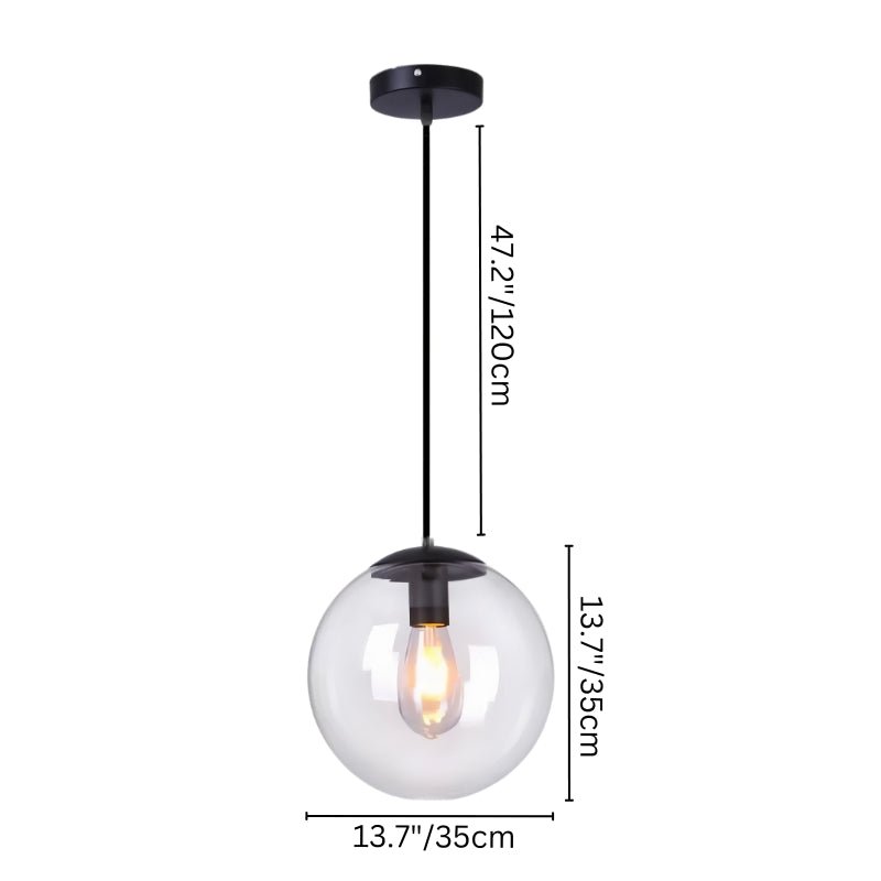 nuvlight Dysira Modernist Hand-Blown Clear Globe Pendant