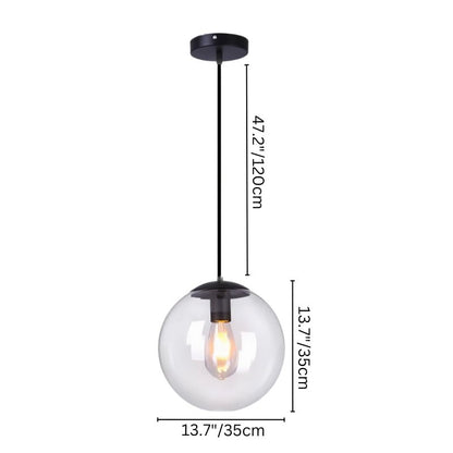 nuvlight Dysira Modernist Hand-Blown Clear Globe Pendant