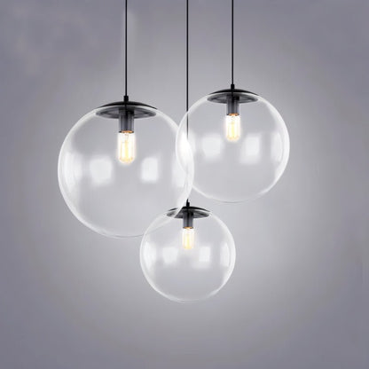 nuvlight Dysira Modernist Hand-Blown Clear Globe Pendant