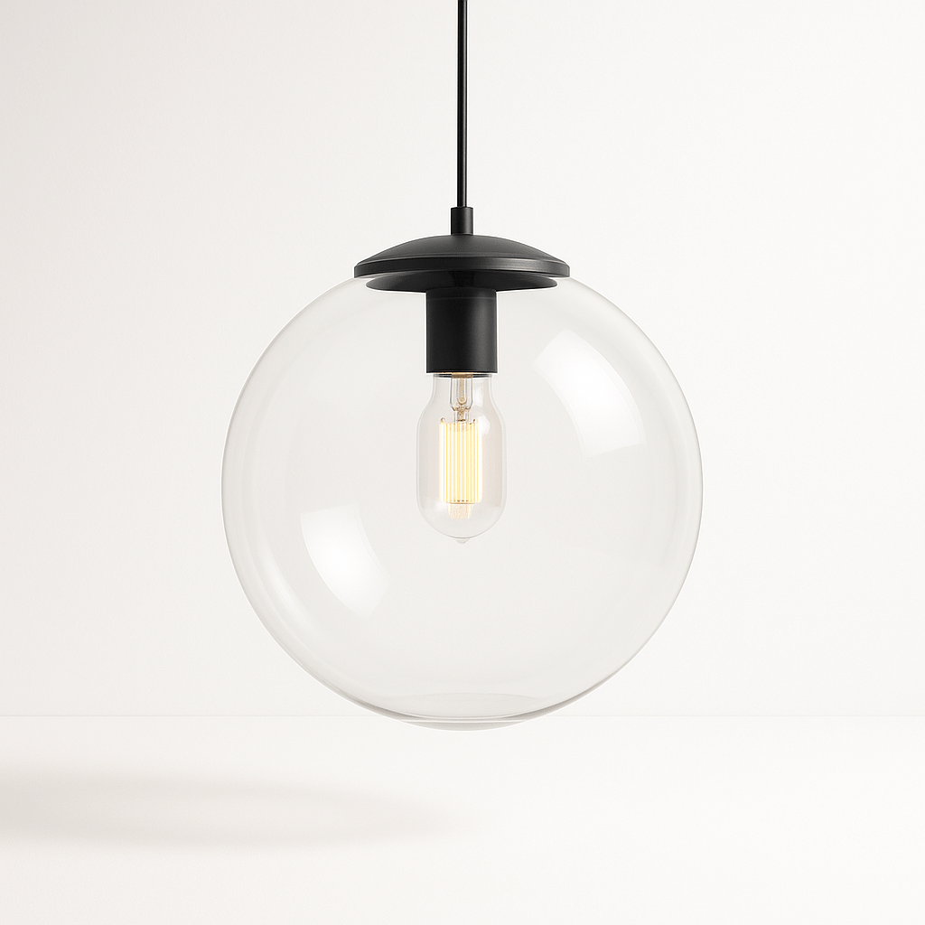 nuvlight Dysira Modernist Hand-Blown Clear Globe Pendant
