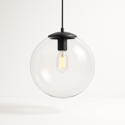 nuvlight Dysira Modernist Hand-Blown Clear Globe Pendant