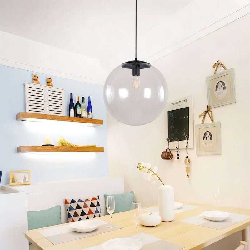 nuvlight Dysira Modernist Hand-Blown Clear Globe Pendant