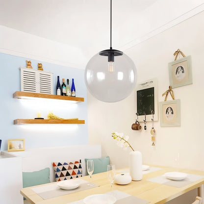 nuvlight Dysira Modernist Hand-Blown Clear Globe Pendant