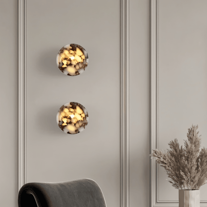nuvlight Elba Modernist Translucent Stone Rounded Wall Sconce