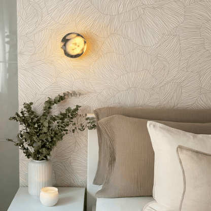 nuvlight Elune Modernist Glowing Stone Sphere Wall Sconce