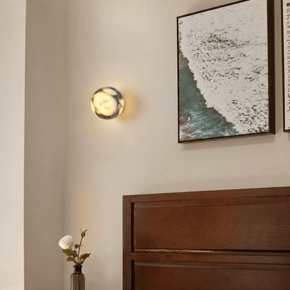 nuvlight Elune Modernist Glowing Stone Sphere Wall Sconce