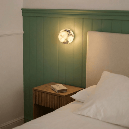 nuvlight Elune Modernist Glowing Stone Sphere Wall Sconce