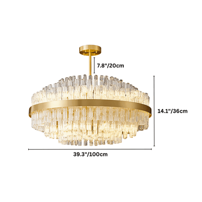 nuvlight Fylux Modernist Tiered Sculptural Glass Chandelier