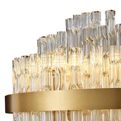 nuvlight Fylux Modernist Tiered Sculptural Glass Chandelier