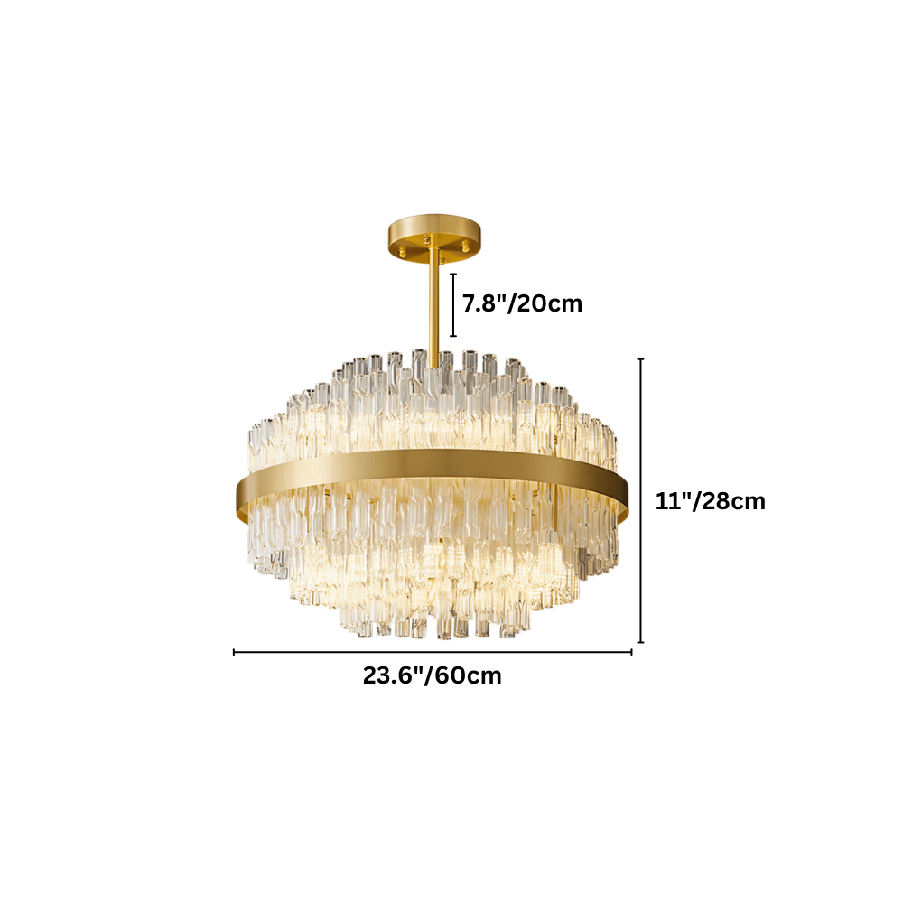 nuvlight Fylux Modernist Tiered Sculptural Glass Chandelier