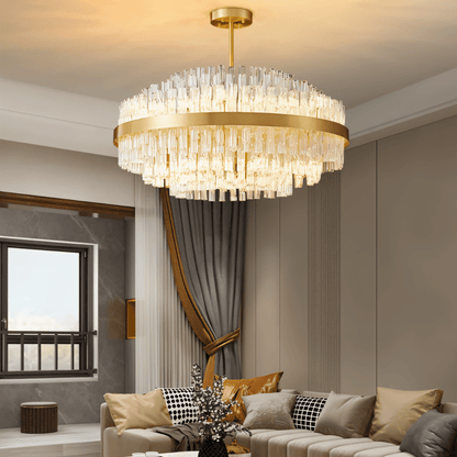 nuvlight Fylux Modernist Tiered Sculptural Glass Chandelier