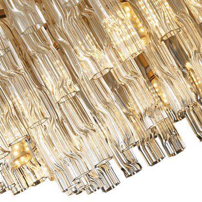 nuvlight Fylux Modernist Tiered Sculptural Glass Chandelier