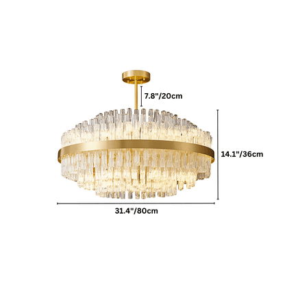 nuvlight Fylux Modernist Tiered Sculptural Glass Chandelier