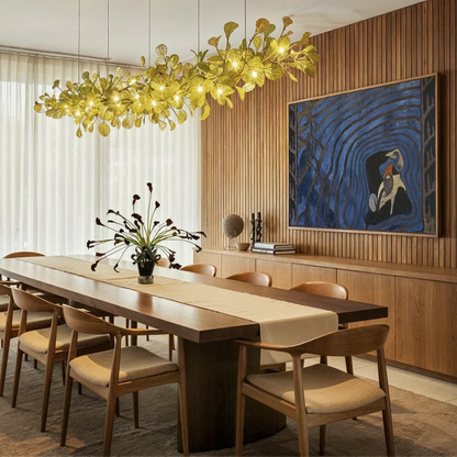 nuvlight Hanita Modernist Hand-Cast Copper Ginkgo Leaf Chandelier