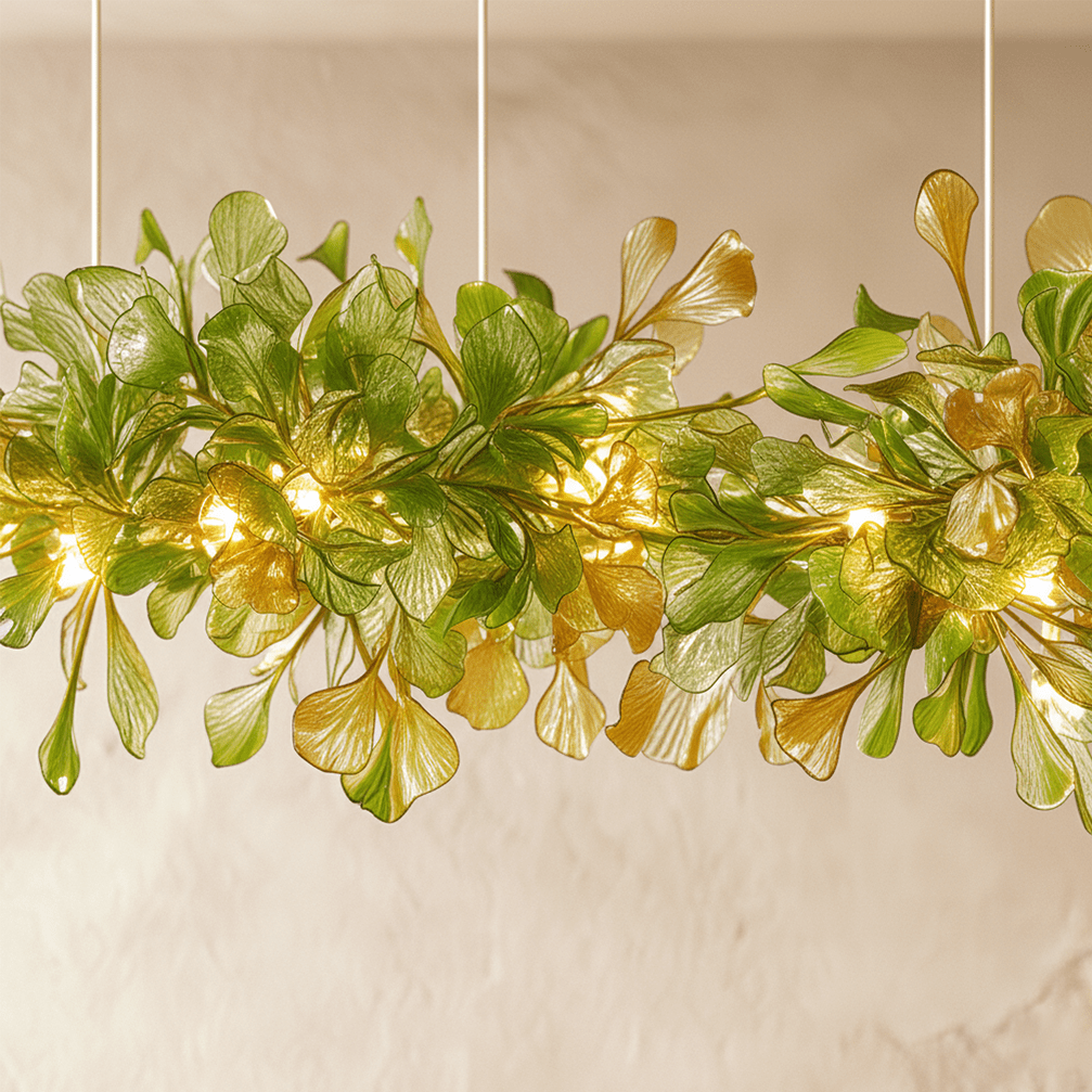 nuvlight Hanita Modernist Hand-Cast Copper Ginkgo Leaf Chandelier