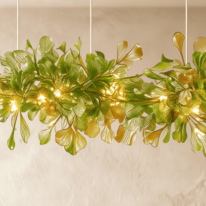 nuvlight Hanita Modernist Hand-Cast Copper Ginkgo Leaf Chandelier