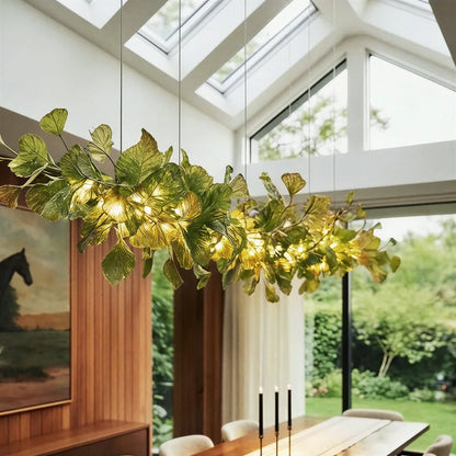 nuvlight Hanita Modernist Hand-Cast Copper Ginkgo Leaf Chandelier