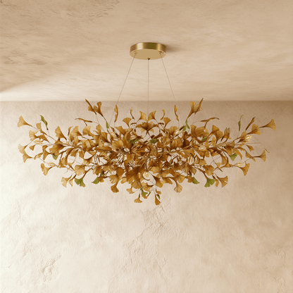 nuvlight Hanita Modernist Hand-Cast Copper Ginkgo Leaf Chandelier