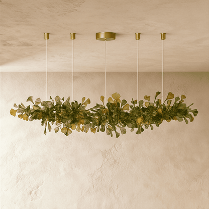 nuvlight Hanita Modernist Hand-Cast Copper Ginkgo Leaf Chandelier