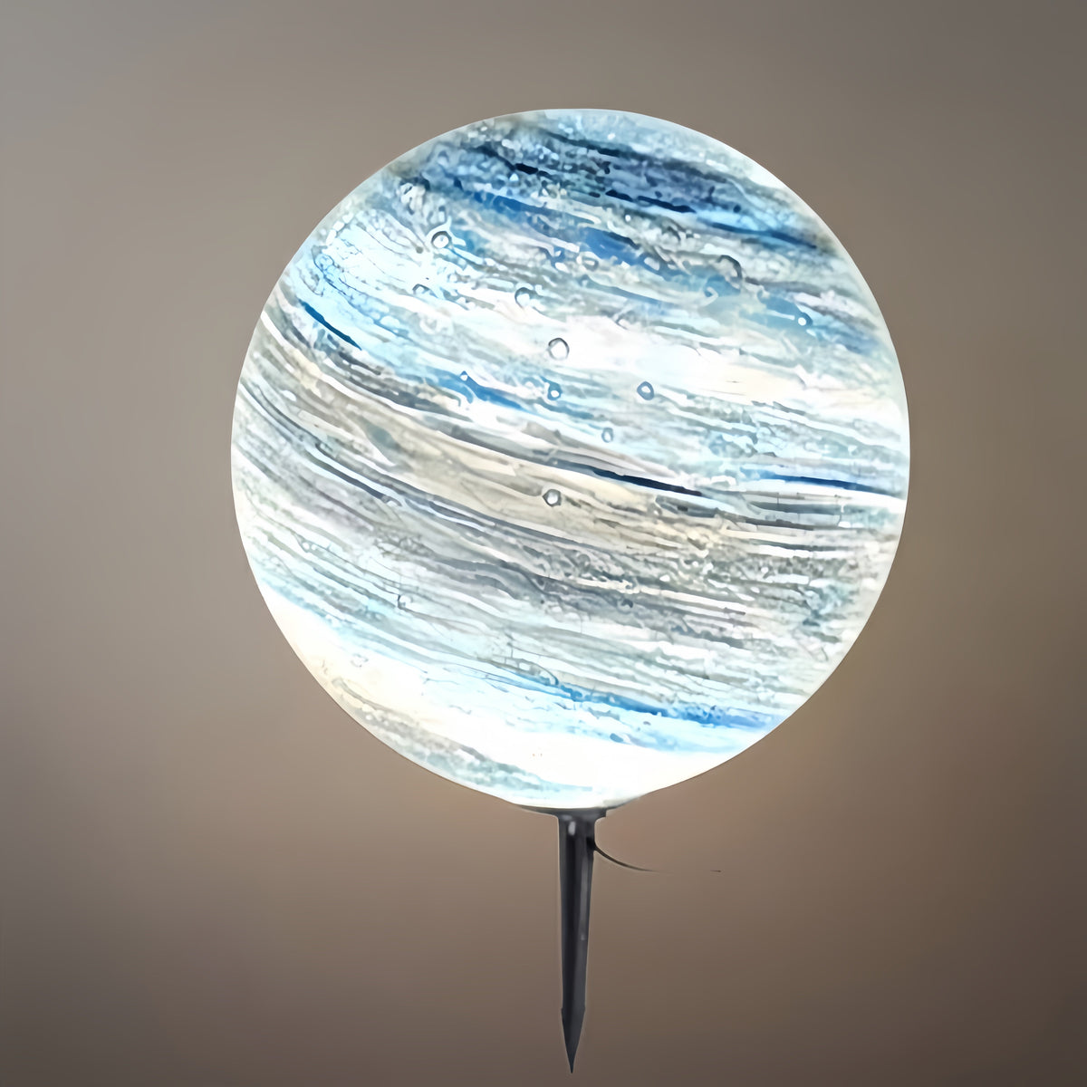 Lunara Nordic Planet Solar Outdoor Ground Lamp Metal in Blue & Yellow for Garden