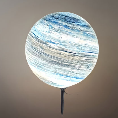 Lunara Nordic Planet Solar Outdoor Ground Lamp Metal in Blue & Yellow for Garden