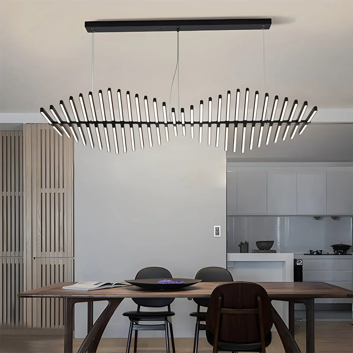 Nuvlight Linear Fish Bone Modeling Chandelier Level Stepless Dimming