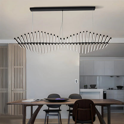 Nuvlight Linear Fish Bone Modeling Chandelier Level Stepless Dimming