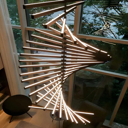 Nuvlight Linear Fish Bone Modeling Chandelier Vertical Stepless Dimming