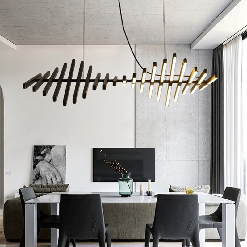 Nuvlight Linear Fish Bone Modeling Chandelier Level Stepless Dimming