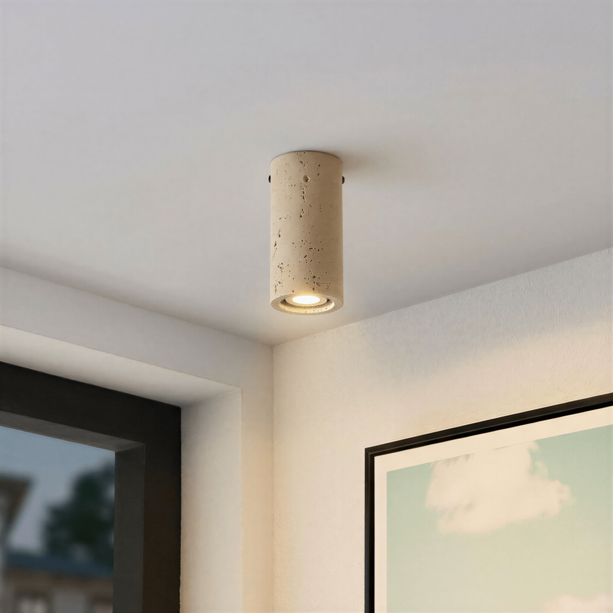 nuvlight Lino Modernist Travertine Solid Stone Surface-Mount Downlight