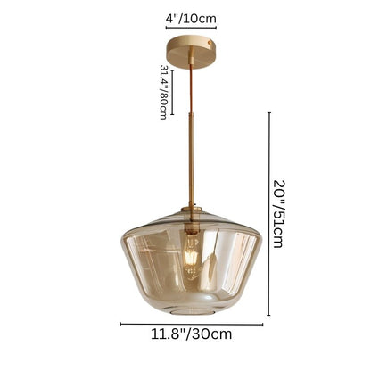 nuvlight Nozara Mid-Century Geometric Smoked Glass Pendant