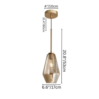 nuvlight Nozara Mid-Century Geometric Smoked Glass Pendant