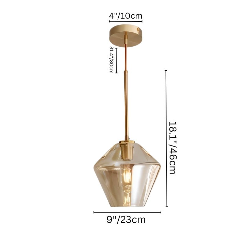 nuvlight Nozara Mid-Century Geometric Smoked Glass Pendant