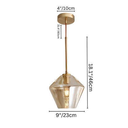 nuvlight Nozara Mid-Century Geometric Smoked Glass Pendant