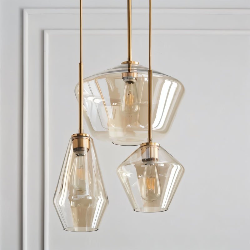 nuvlight Nozara Mid-Century Geometric Smoked Glass Pendant